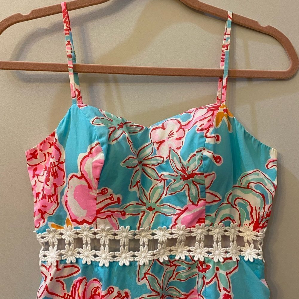 Lilly Pulitzer Lenore Lolita With Sunglow Breakwater Blue Strap Sun Dress Size 4 - Picture 5 of 12